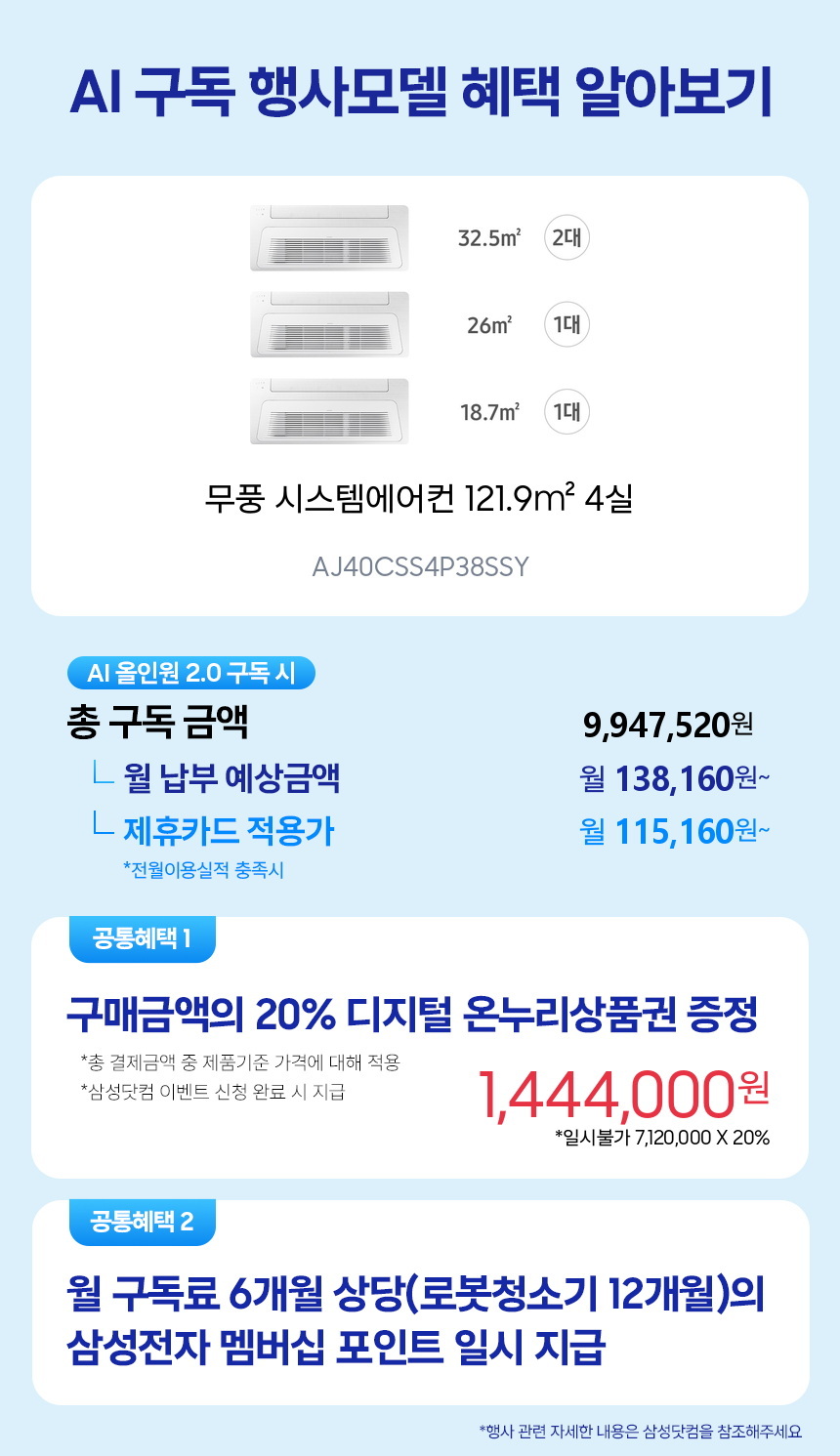 AJ40CSS4P38SSY 무풍 시스템에어컨 121.9㎡ 4실 구독 시뮬레이션
